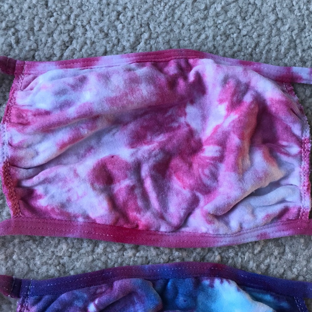2 tie dye cotton face masks 😷✌️ pink blue - Picture 5 of 6